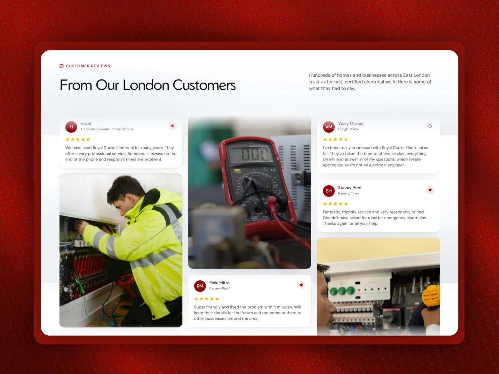 Customer reviews from across East London